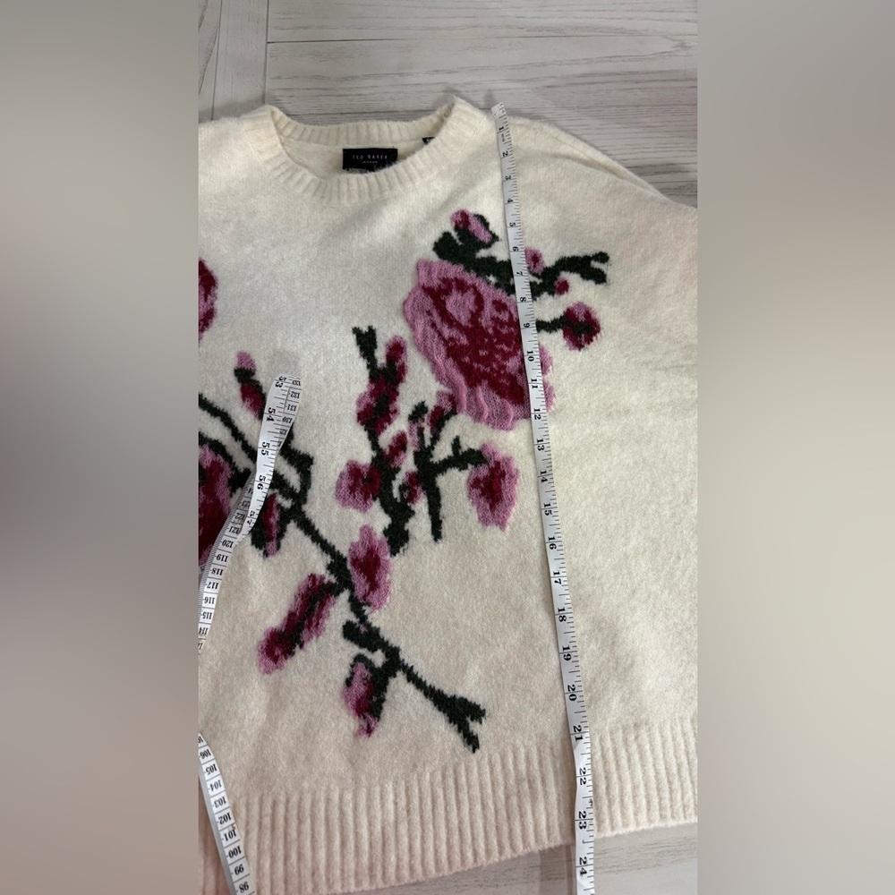 Ted Baker London Floral Jacquard Cozy Wool Alpaca Sweater Cream/Ivory Size L NWT - Picture 6 of 9